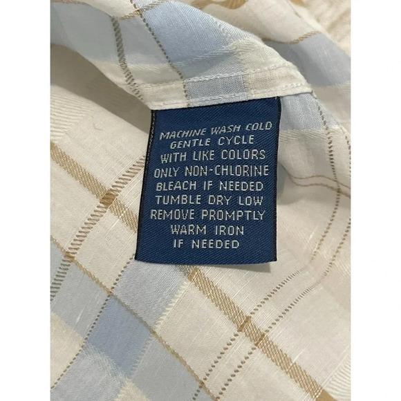 Faconnable Shirt Men’s XXL White Multi Linen Cotton Plaid Long Sleeve Vtg - Picture 12 of 15